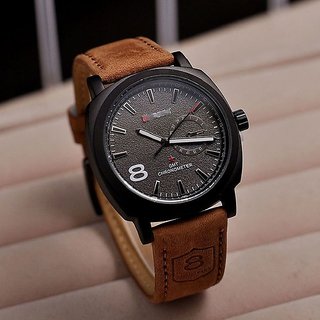 Brown Leather Strap Analog Watch for Men
