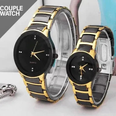 2pcs Golden Black High Quality Couple Watch